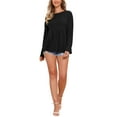 thumbnail image 2 of INSPIRE CHIC Women's Peplum Top Ruffle Hem Shirt Crew Neck Long Sleeve Blouse M Black, 2 of 6