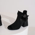 thumbnail image 3 of SACFOF Womens Peep Toe Ankle Booties Chunky Heels Cutout Back Zipper Sandals Suede Side Ankle Strap Dress Sandals, 3 of 6