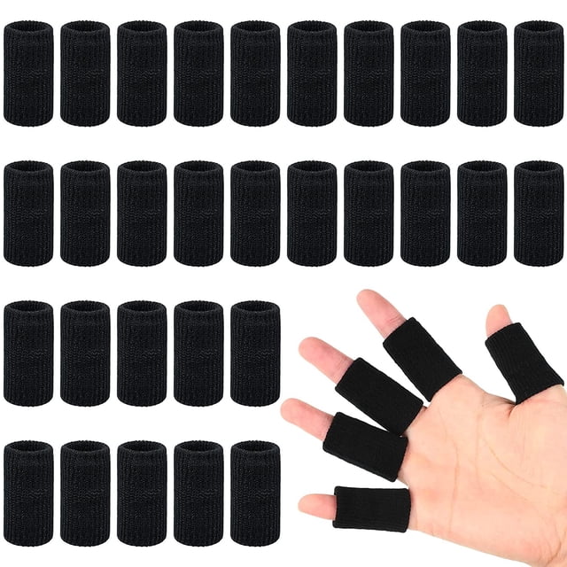 FloreceBien 30 piezas de fundas para dedos con 1 bolsa de almacenamiento, férula para pulgar, soporte protector, cinta elástica transpirable para dedos para aliviar el dolor, artritis, dedo en
