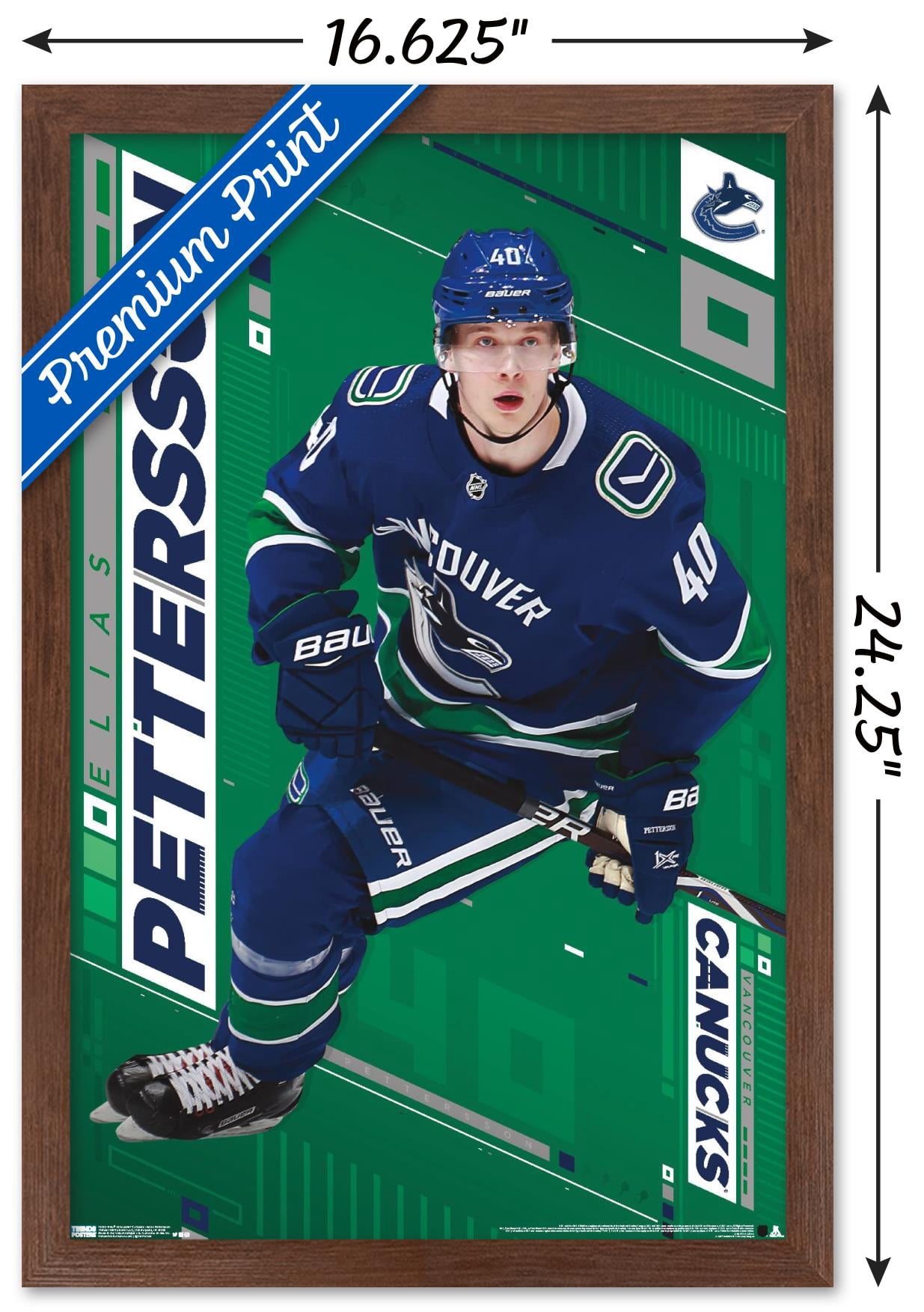 NHL Vancouver Canucks - Elias Pettersson 19 Wall Poster, 14.725" x 22.375", Framed