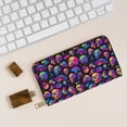 thumbnail image 6 of Leather Thin Slim Wallets for Women Men - Skull rainbow star mushroom Clutch Card Wallet for Women Men with Zipper, 6 of 7