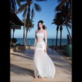 thumbnail image 4 of Falda de Sin Tirantes para Mujer, Corte Entallado, con Estampado Floral Tridimensional, Ideal para Vacaciones en la Playa L, 4 of 10