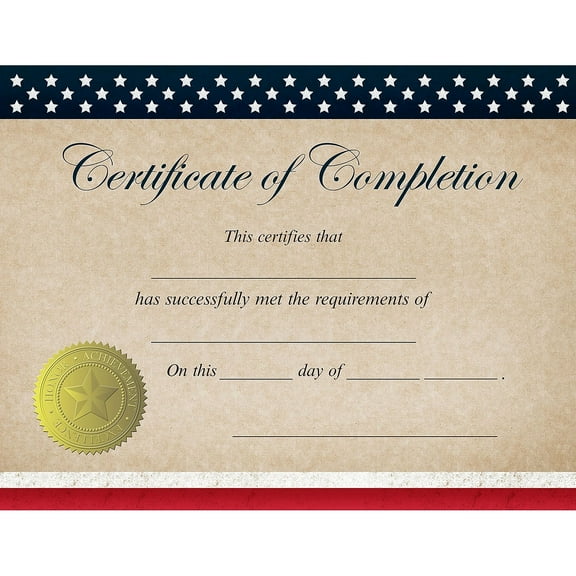Great Papers! Patriotic Completion Certificate, 25 Count, 8.5"x11" (2015075)