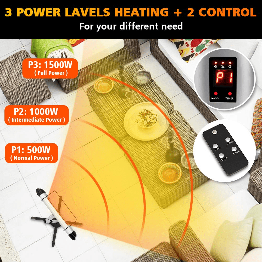 Flamemore Electric Patio Heater Outdoor Standing Garden 1500W Infrared  Heater with Remote Control Waterproof Cover Overheating Protection for  Garage Porch Garden - Walmart.com