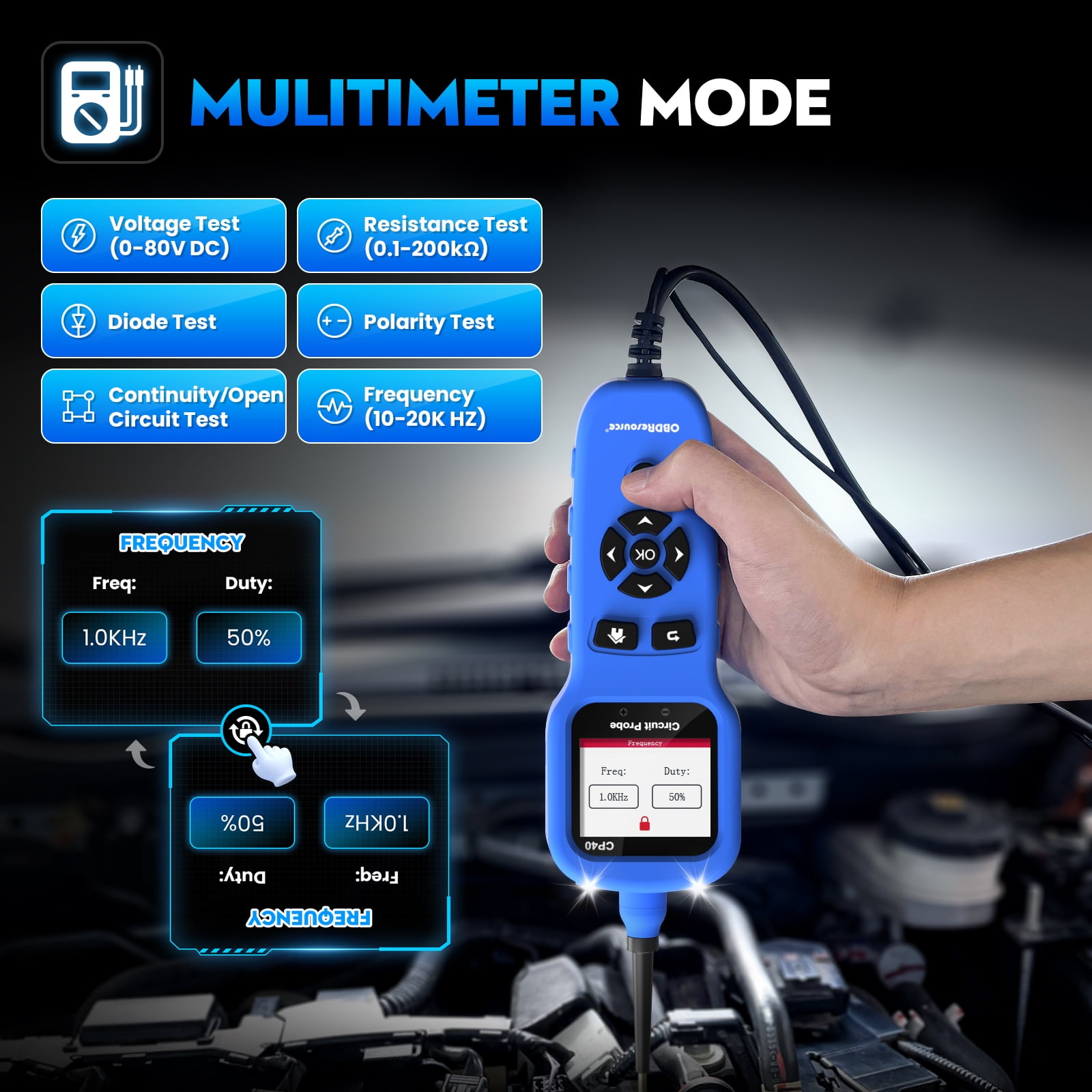 Automotive Circuit Probe Tester Kit; 12 24V DC Car Circuit Tester Digital Multimeter Oscilloscope Fuel Injector Battery Tester;Auto Short Circuit Finder Resistance Relay Diode Fuse Tester