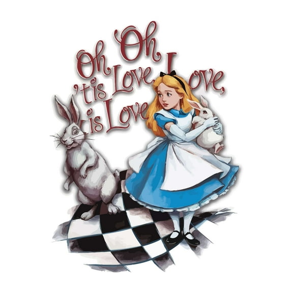 Cute Alice and Rabbits Fantasy world Mad Hatter Cheshire Cat Alice in Wonderland Adventurous Creative Minimalist Cartoon Girls Boys Kid Room Design Nursery Fun Home Vinyl Decoration Size (10x12 inch)