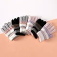thumbnail image 2 of Kids Knit Split-Finger Gloves, Fleece Lined, 38 Years, Elastic Cuffs, Striped, 2 of 7