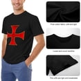thumbnail image 6 of Knights Templar Suave Men's Cotton Short Sleeve HD Print Tee for Casual T-Shirt Crew Neck Top Black 2XL, 6 of 7