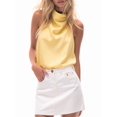 thumbnail image 3 of Women's Tank Tops Halter Draped Front Backless Womens Summer Tops Elegant Camisole Tops Yellow L, 3 of 6