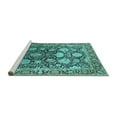 thumbnail image 2 of Ahgly Company Machine Washable Indoor Round Oriental Turquoise Blue Industrial Area Rugs, 6' Round, 2 of 4