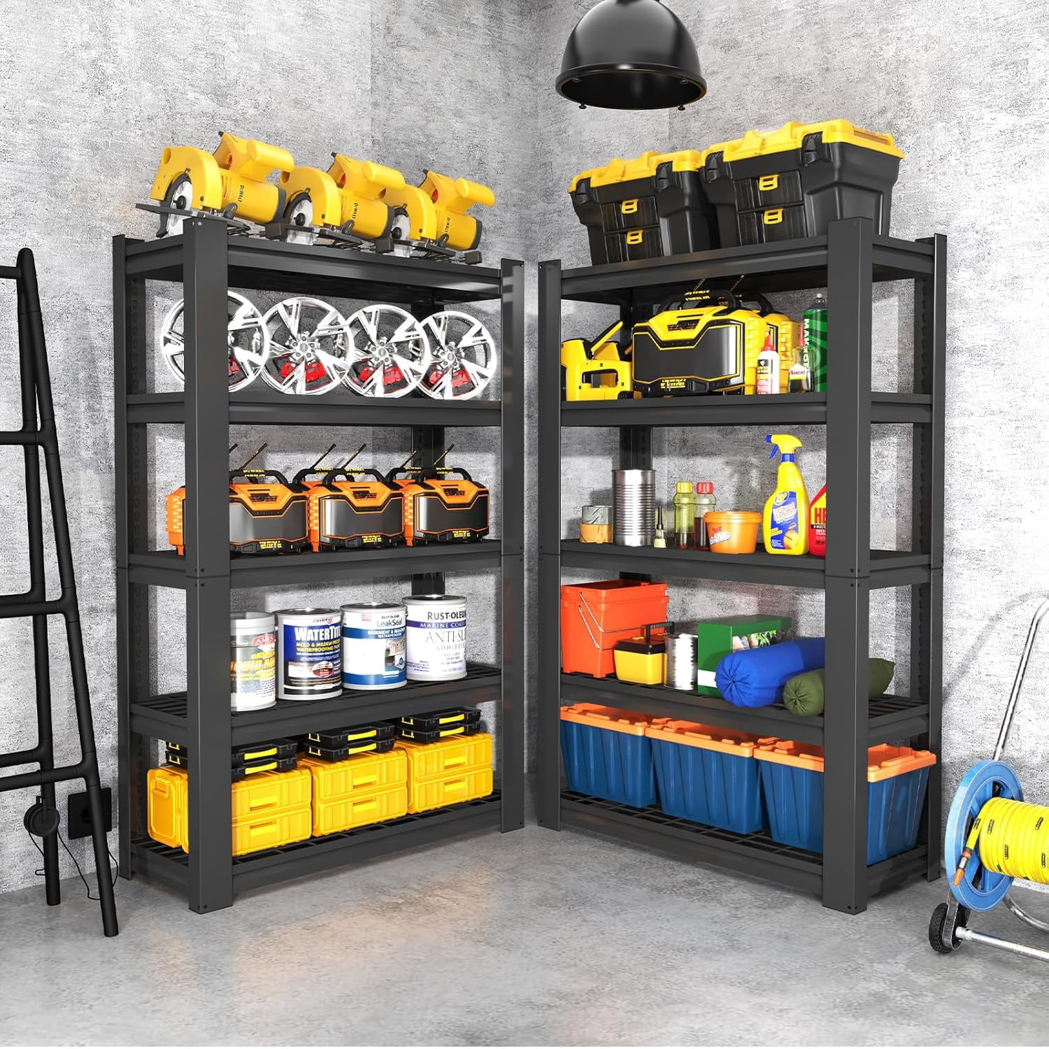 72"H|36"W Garage Shelving Heavy Duty, Metal Garage Shelves, Adjustable 5 Tiers Storage Shelves, Garage Industrial Shelving Utility Racks for Kitchen, Industrial, Warehouse, Basement, Garage, Gym