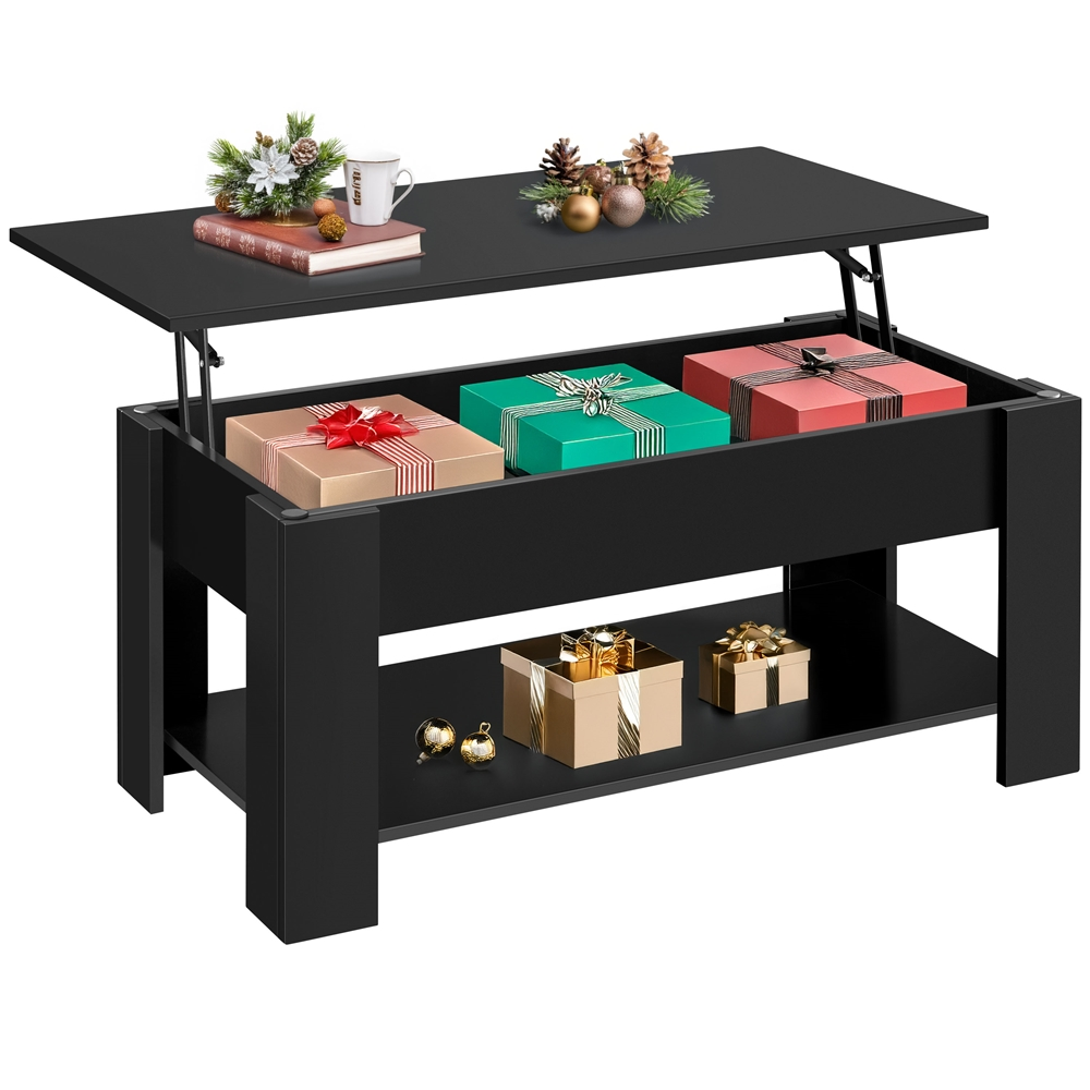 Yaheetech 39-Inch Lift Top Coffee Table with Storage, Black photo 8