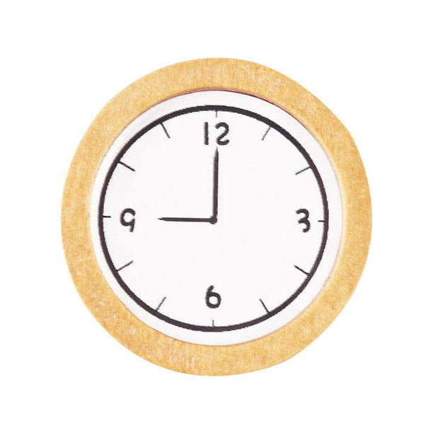 Reloj de madera en miniatura para casa de muñecas a escala 1:12, accesorio para sala de estar, juguete para niños Amarillo