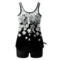 thumbnail image 6 of Two Piece Swimsuit for Women Modest Blouson Tankini Bathing Suits with Swim Shorts Floral Print Beach Outfits (L, White), 6 of 6