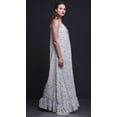 thumbnail image 4 of Bimba Robe Longue Maxi Imprimée Ruban Floral Lavande Bleu Clair & Couronne de Roses Blanches pour Femmes Chemise de Nuit en Rayonne Bretelles Spaghetti Vêtements de Nuit pour Dames Grand, 4 of 5