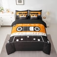 thumbnail image 2 of Homewish Teens Boys Girls Magnetic Tape Bedding Comforter Set 7pcs,Music Melody Theme Queen Bedding Sets Super Cozy,Black Orange Queen Sheet Sets,Lightweight Room Decor,Reversible, 2 of 8