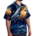 thumbnail image 2 of Starry Shark Men's Casual Printed Button Down Short Sleeve Spread Collar Beach Shirts for Summer, Unisex, 2 of 6