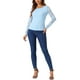 thumbnail image 2 of INSPIRAR CHIC Blusa de Encaje con Bordado de Flores de Manga Larga y Cuello Redondo para Mujeres XL Azul Claro, 2 of 8