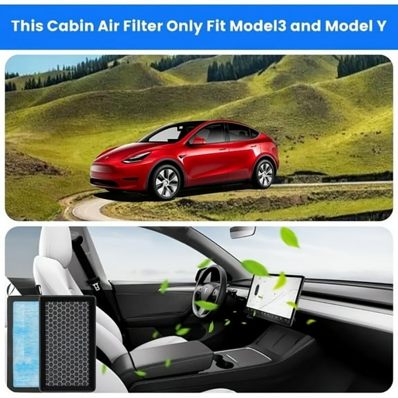 2pcs Premium Activated Carbon Air Filter for Tesla - High-Efficiency Cabin Air Purification for Model 3 & Y