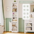 thumbnail image 5 of Hiphuta 73.5" Tall Bathroom Storage Cabinets with Adjustable Shelves, 6-Tier Narrow Cabinet, Bathroom Storage Tower for Small Spaces, White, 5 of 7