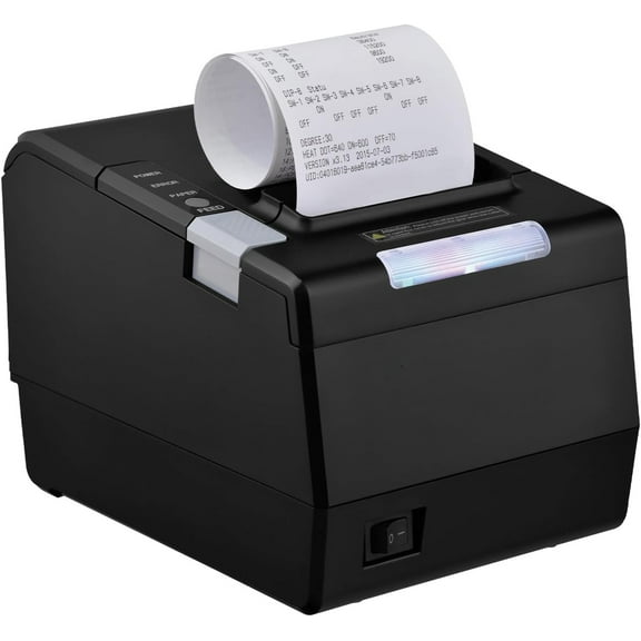 Printer, 80mm Thermal Receipt Printer, Restaurant Kitchen Printer with Auto Cutter, USB Serial Ethernet Interface, ESC/POS Command, Support Cash Drawer for Windows/Mac/Linux