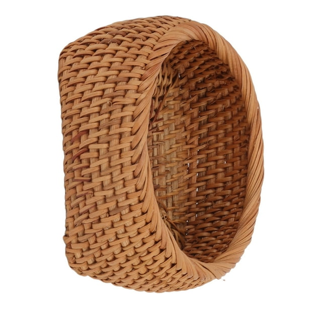 Rattan Storage Basket Hand Woven Simple Exquisite Rattan Organizer Storage Basket for Tea Sets Tableware