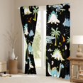 thumbnail image 3 of Feelyou Cute Volcano Dinosaur Black Out Curtains for Boys Girls, Tropical Palm Wildlife Curtains Pack of 2 (42x63 Each), Black Blue, 3 of 6