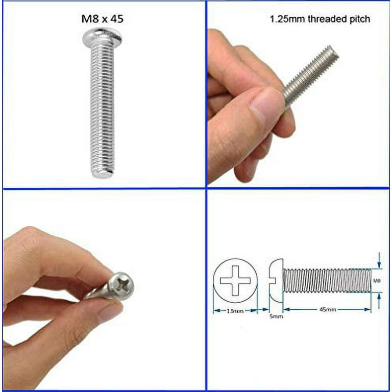 Wall Mounting Screws Bolts for Samsung TV - M8 x 43mm with Thread Pitch  1.25mm, Solid Screw Bolt Hardware for Mounting Samsung TV, TV Mounting Bolts  Work with Samsung 50” 55 65
