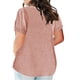 thumbnail image 3 of Qucoqpe - Blusas de verano para mujer, tallas grandes, moda informal, cuello en V, manga corta, estampado de color liso, blusa holgada, en liquidación, 3 of 4