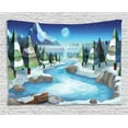 thumbnail image 1 of Northwoods Tapestry, Fantastic Winterland Illustration with Low Poly Style River Mountains and Forest, Wall Hanging for Bedroom Living Room Dorm Decor, 80W X 60L Inches, Multicolor, by Ambesonne, 1 of 2