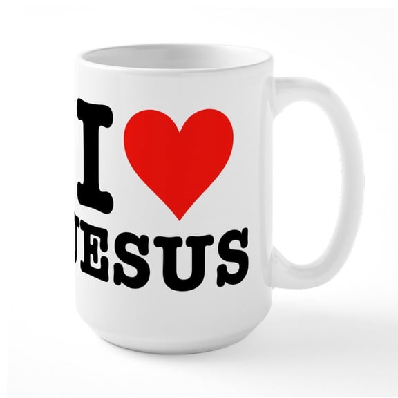 CafePress - I Heart Jesus Large Mug - 15 oz Ceramic Large White Novelty Mug