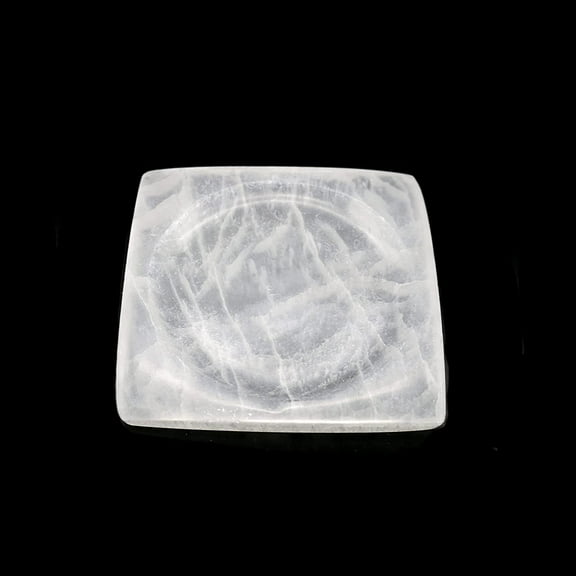 Soul Sticks 3 inch Square Bowl Plate Selenite Charging Plates For Smudge & Crystal Charging Ethically Sourced in Morocco Crystal for Smudging and Reiki