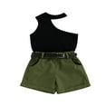 thumbnail image 1 of Little Girls Short Sleeve Tank Tops Ripped Denim Shorts Pants 2PCS Outfits Set, 1 of 6