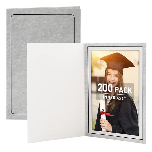 Golden State Art, Pack of 200, 4x6 Photo Folders, Cardboard Picture Frame, Paper Frame Cards, Greetings/Invitation Special Events: Graduation, Christ