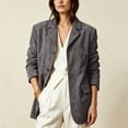 thumbnail image 4 of ClodeEU Women's Faux Suede Notched Lapel Long Sleeve Blazer Jacket,Casual Loose Work Coat ,Women's Plus XL, 4 of 6