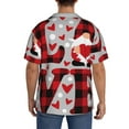 thumbnail image 3 of Gukieu Buffalo Plaid Love And Gnome Print Men's Short-sleeved Shirts, Button-down Pocket Shirts, T-shirts, Beach Vacation Travel Summer Clothing-XX-Large, 3 of 5