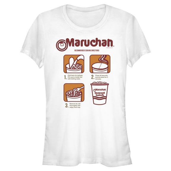 Junior's Maruchan Instant Lunch Directions Graphic Tee White Medium