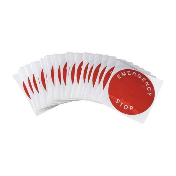 Brady Legend Plate Label,Rnd,30mm,E-Stop,PK25 THTEP-196-593RD