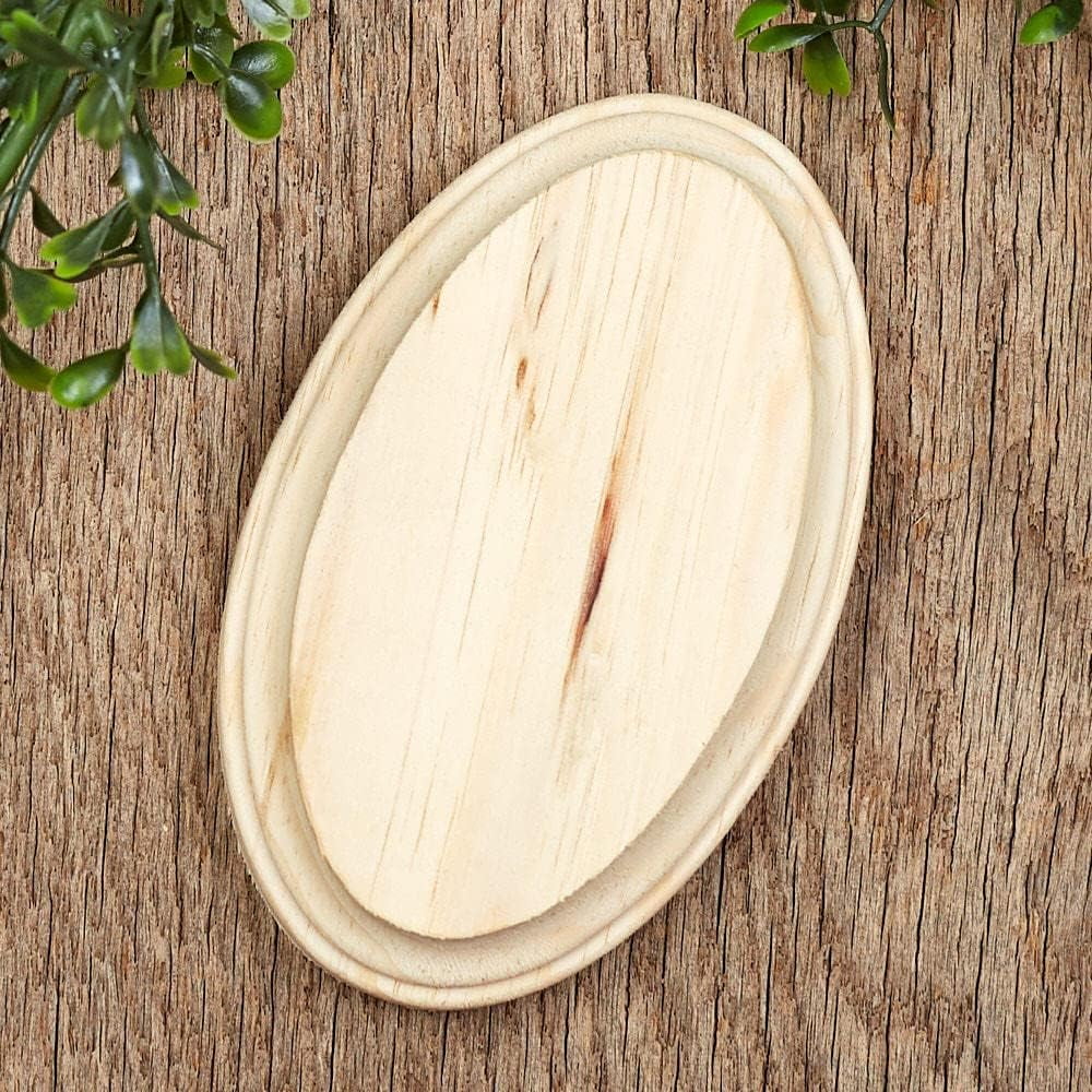 Pack Of 4 Unfinished Wood Beveled Edge Oval Plaques From Blank Wooden