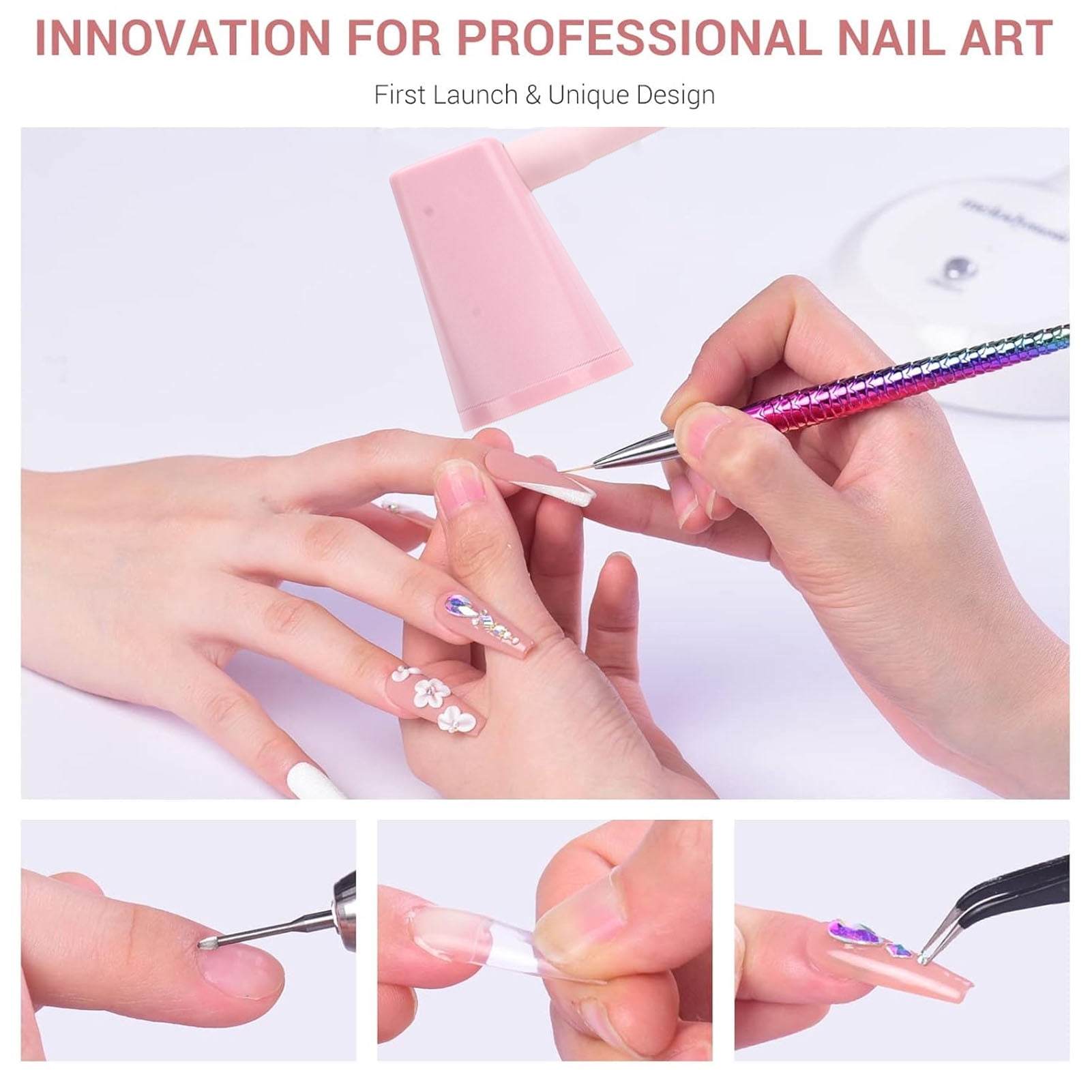 BOKYAN Portable Gooseneck Nail Lamp with Timer, Touch Switch Rechargeable Cordless UV LED Nail Dryer for Gel Polish, Professional Home Use Curing Light, White 11x5.1x5.1 inches / 28x13x13 cm