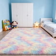 thumbnail image 3 of Soft Rainbow Area Rugs for Girls Room, Fluffy Colorful Rugs Cute Floor Carpets Shaggy Playing Mat for Kids Baby Girls Bedroom Nursery Room, 6'×9',Rainbow, 3 of 6
