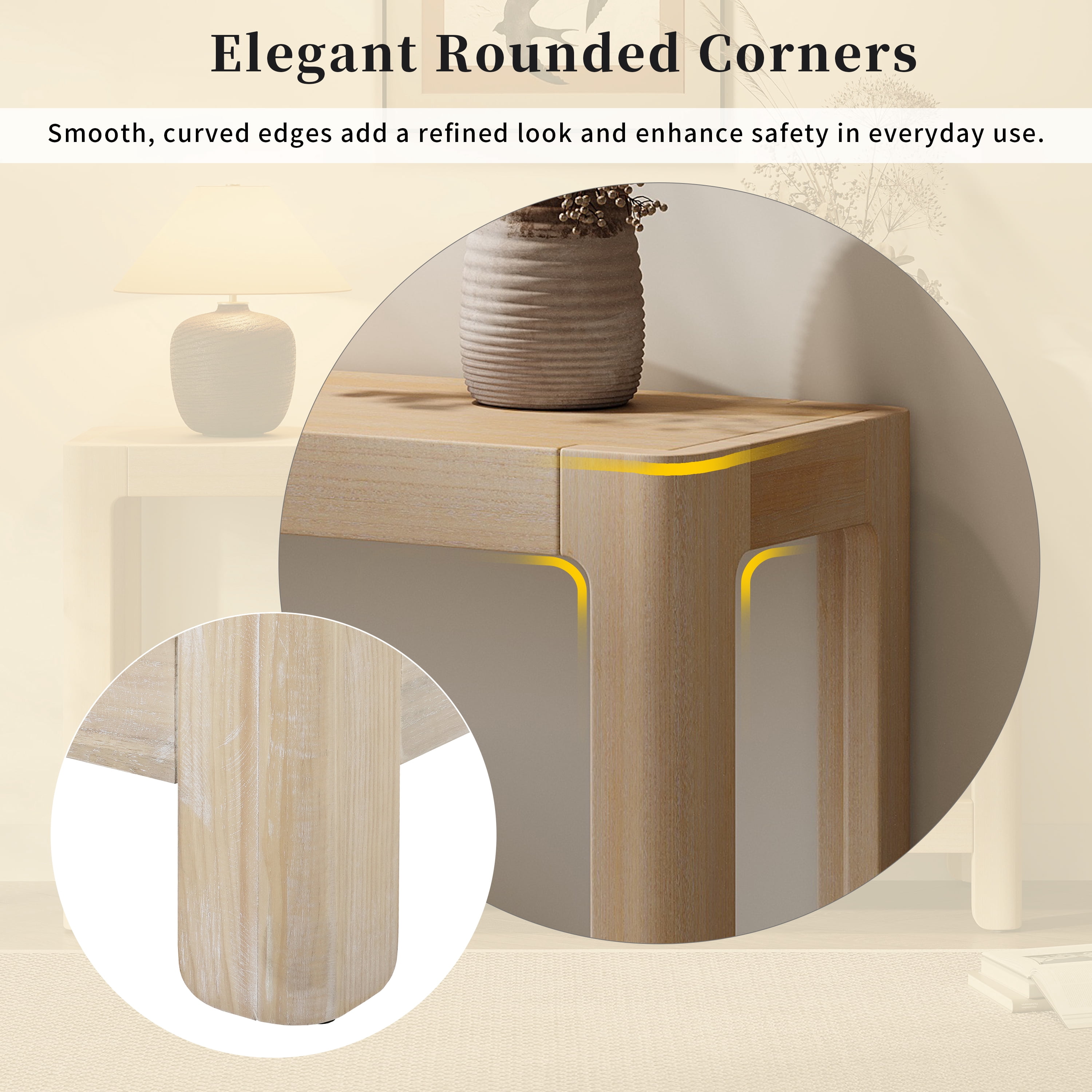 Euroco 59-Inch Narrow Long Console Table,Farmhouse Wood Entryway Table with 2-Tier Shelves for Living Room,Hallway,Entrance, Foyer, Behind Couch,Natural