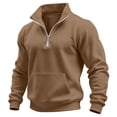 thumbnail image 3 of VBVC Men's Quarter Zip Mock Neck Pullover with Pockets , Long Sleeve Outdoor Sweatshirt For Men, Khaki , S-3XL, 3 of 10