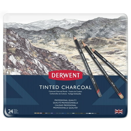 Derwent Tinted Charcoal Pencil 24-Pencil Tin Set