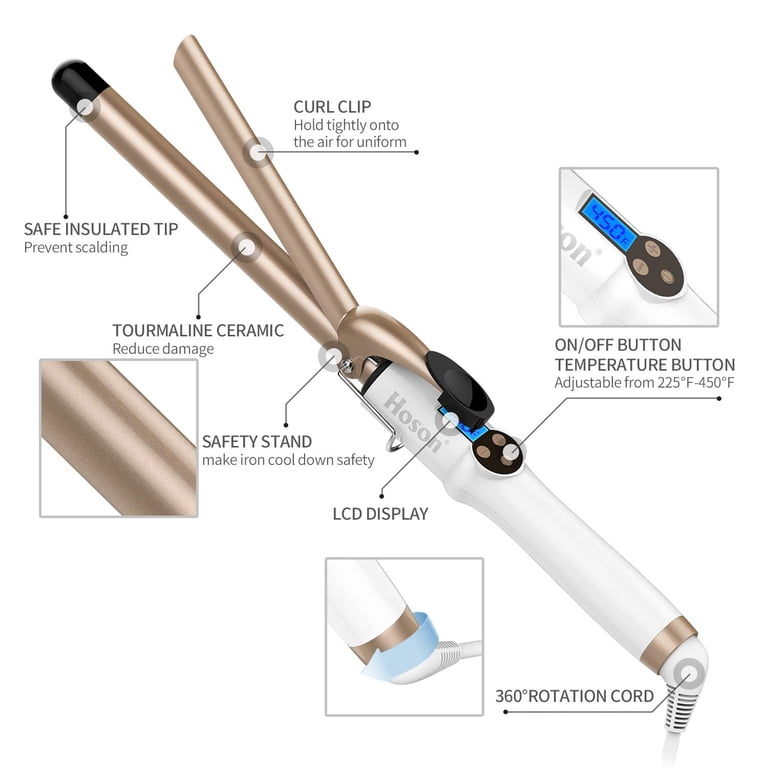 Hoson 3/4" Ceramic Tourmaline Curling Iron, 9 Heat Settings photo 5