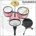thumbnail image 3 of Gammon 3-Piece Junior Drum Set - Pink, Starter Drum Kit with Throne, Cymbal, and Drumsticks, 3 of 7