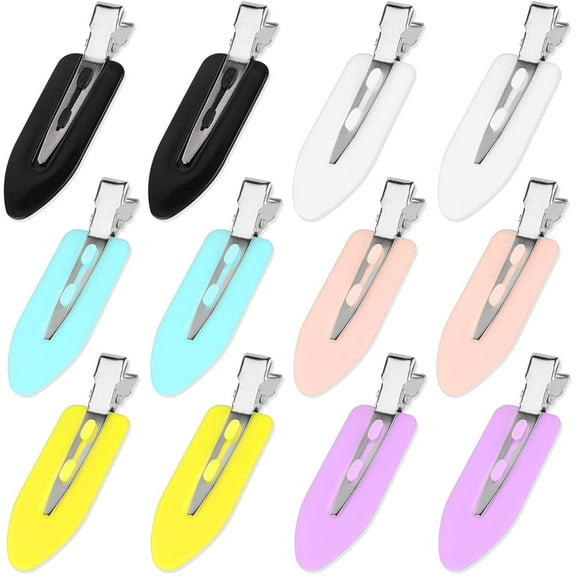 12 Pcs No Crease Hair Clips, No Bend Hair Clips, Makeup Creaseless Hair Clips for Styling Sectioning, Duck Bill Small Hair Clips for Women Girls, Flat Curl Pin Alligator Clips for Thick Thin Hair
