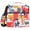 Colorful Plants and Squares, variant on 3 Ring Zipper Binder with Shoulder Strap Waterproof Trapper Keeper 2 Inch D-Ring 500 Sheets Capacity Pink Striped