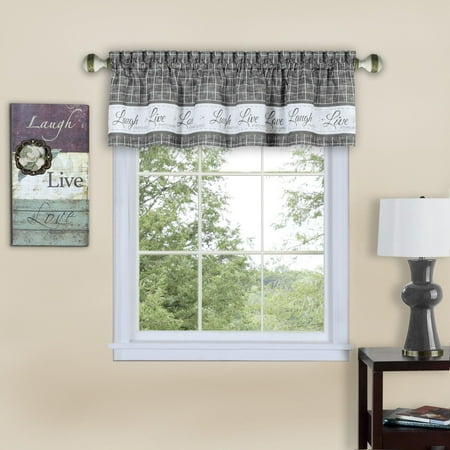 Elegance Gravy - Traditional Elegance Live, Love, Laugh Window Curtain Valance - 58x14 - Grey