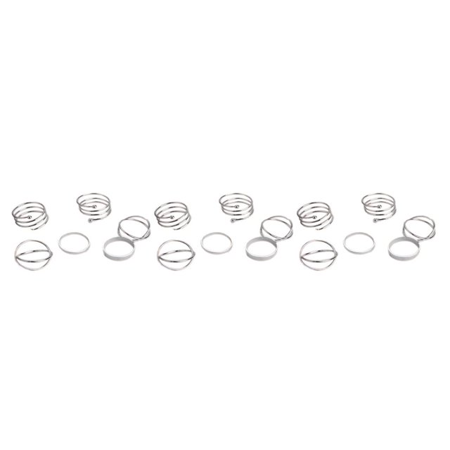 Sonducket Anillo femenino de 6 piezas, joyería conjunta ajustable, apertura de anillos elegantes, accesorios para vestir, fiesta de cumpleaños Plata 3Conjunto